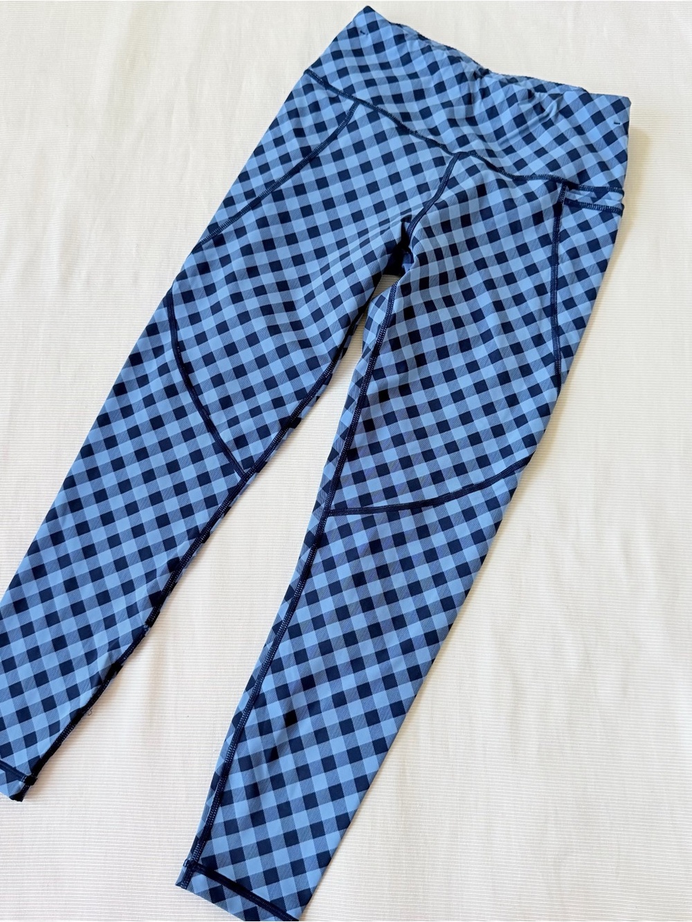 Sweaty Betty Womens Leggings Plaid Blue 7/8 Length Workout Gym Yoga Casual 4